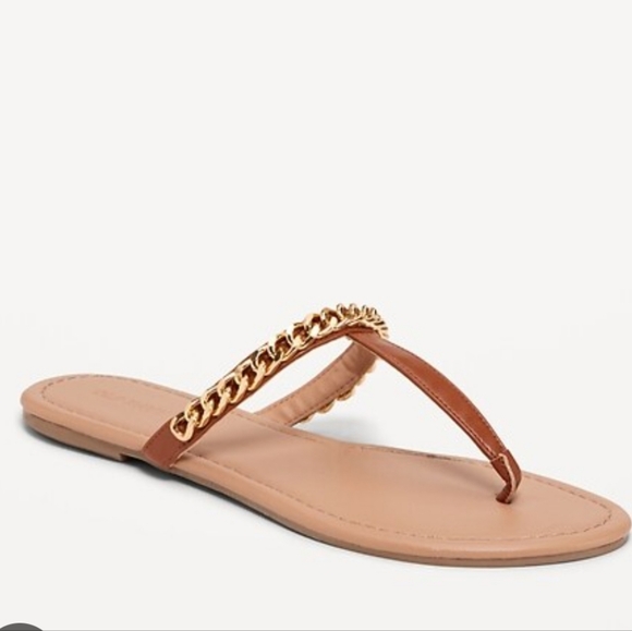 Old Navy Sandals T-Strap Brown Size 8 NWT - Picture 1 of 6